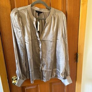 Banana republic button down blouse, L, silver